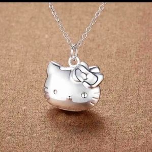 925 Hello Kitty sterling silver necklace locket pendant match bracelet